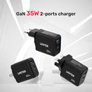 Unitek 35W Travel GaN Charger (USB-C PD + QC3.0), with US/EU/UK Plugs P1119A