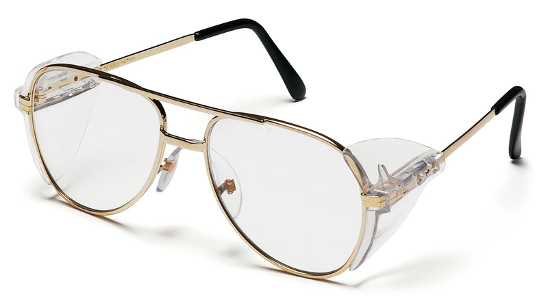 Pyramex Pathfinder Gold Metal Frame/Clear Lens Safety Glasses SG310A
