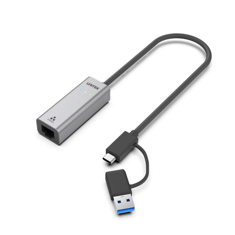 Unitek Hybrid USB-C/ USB-A to 2.5G Gigabit Ethernet Adapter U1313C | CABLES & ADAPTERS Unitek Hybrid USB-C/ USB-A to 2.5G Gigabit Ethernet Adapter U1313C | CABLES & ADAPTERS