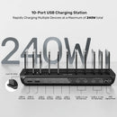 Unitek 240W 10-Port USB Charging Station (8 Type-C Port + 2 Type-A Port) P1230CBK01-UK