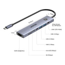 Unitek uHUB S7 Pro 7-in-1 USB-C 5Gbps Hub with Screen ON/OFF Switch (2*USB-A + USB-C+ SD/MicroSD + HDMI 4K 60Hz + PD 100W), Space Grey H1124AGY01