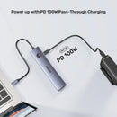 Unitek uHUB S7 Pro 7-in-1 USB-C 5Gbps Hub with Screen ON/OFF Switch (2*USB-A + USB-C+ SD/MicroSD + HDMI 4K 60Hz + PD 100W), Space Grey H1124AGY01