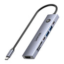 Unitek uHUB S7 Pro 7-in-1 USB-C 5Gbps Hub with Screen ON/OFF Switch (2*USB-A + USB-C+ SD/MicroSD + HDMI 4K 60Hz + PD 100W), Space Grey H1124AGY01