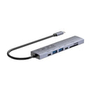 Unitek uHUB S7 Pro 7-in-1 USB-C 5Gbps Hub with Screen ON/OFF Switch (2*USB-A + USB-C+ SD/MicroSD + HDMI 4K 60Hz + PD 100W), Space Grey H1124AGY01