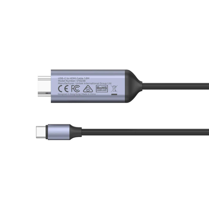 Unitek 1.8M, USB-C To HDMI2.1 8K 60Hz Adapter Cable, Space Grey V1423B