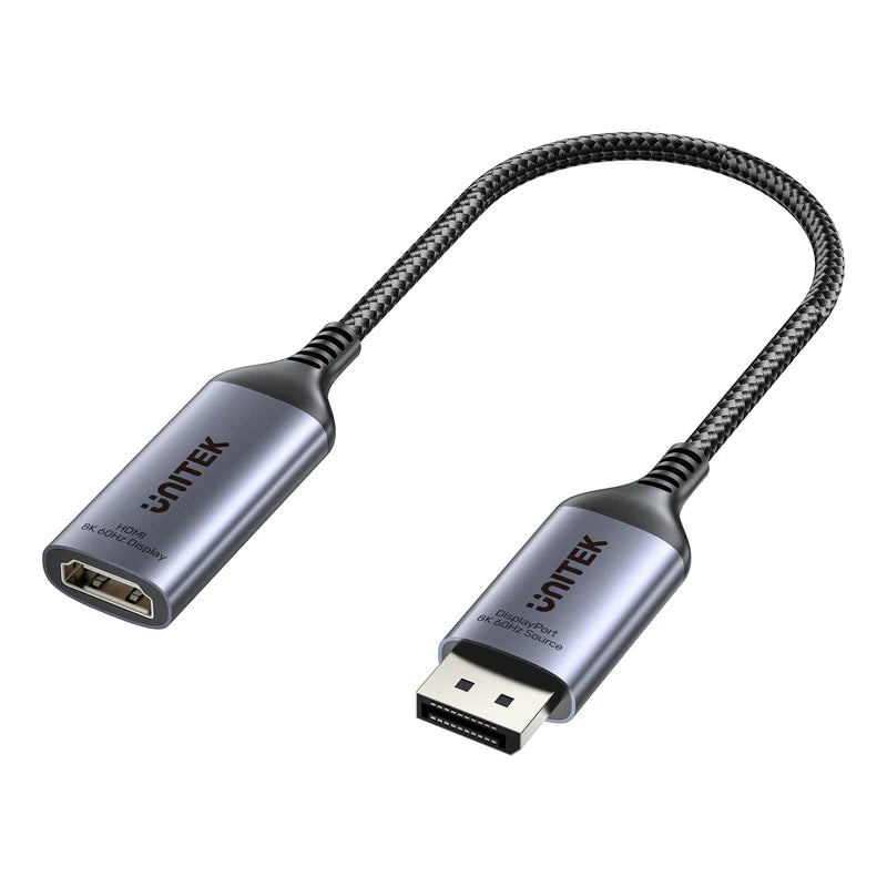 Unitek 8K 60Hz DisplayPort to HDMI Female Adapter, Space Grey V1611A01 | CABLES & ADAPTERS Unitek 8K 60Hz DisplayPort to HDMI Female Adapter, Space Grey V1611A01 | CABLES & ADAPTERS