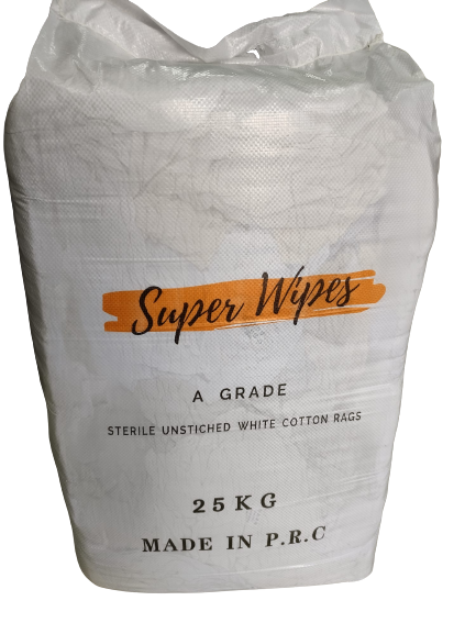 Superwipes A Grade Sterile Unstiched White Cotton Rags 25 KG | Wipes Superwipes A Grade Sterile Unstiched White Cotton Rags 25 KG | Wipes