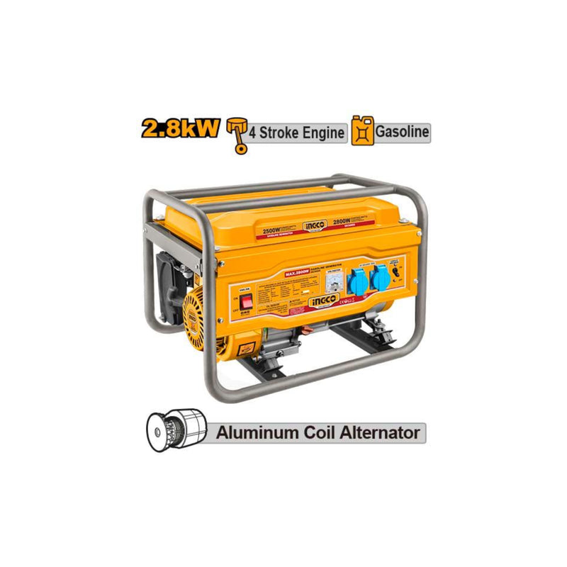 INGCO Gasoline Generator 220-240V 2.8KW, 4 Stroke Engine GE30005
