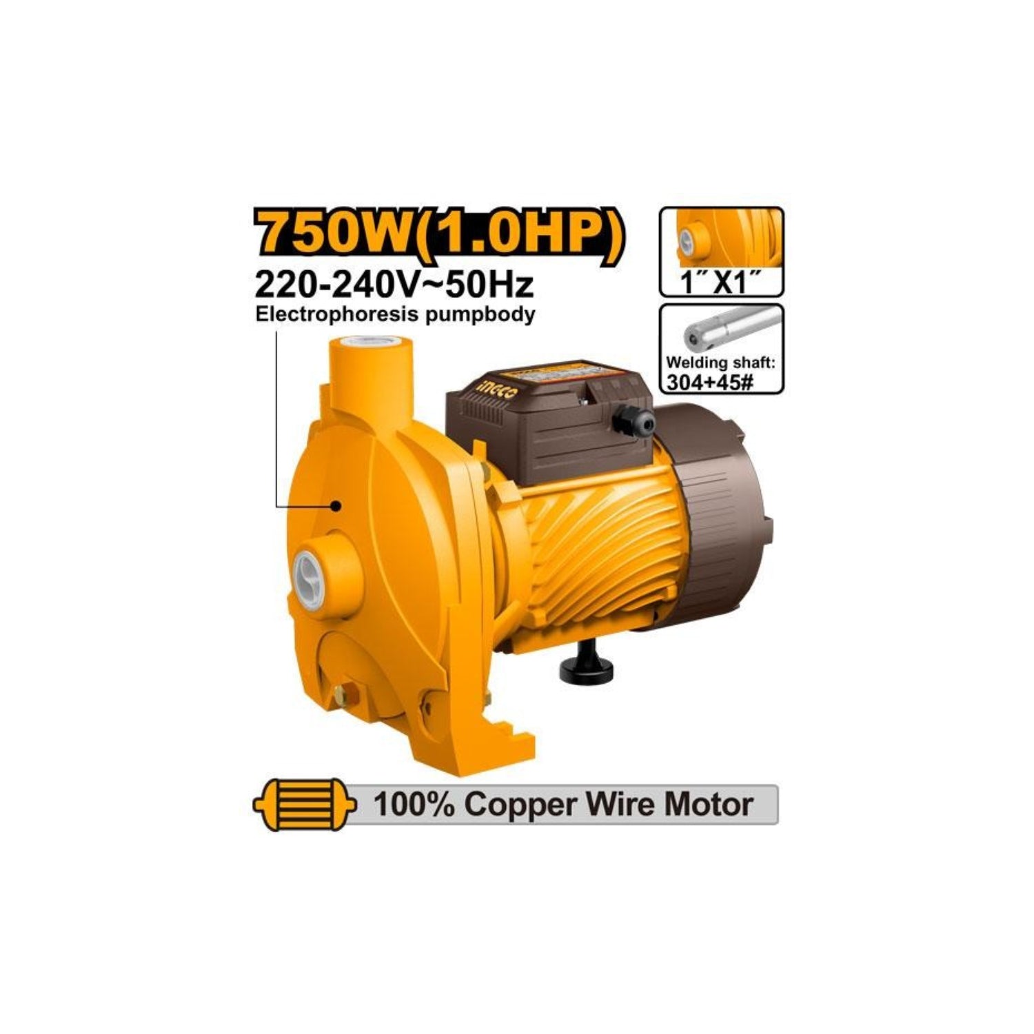 INGCO Water Pump (centrif) 220-240V~50Hz, 750W (1.0HP) CPM75068 | Water Pump
