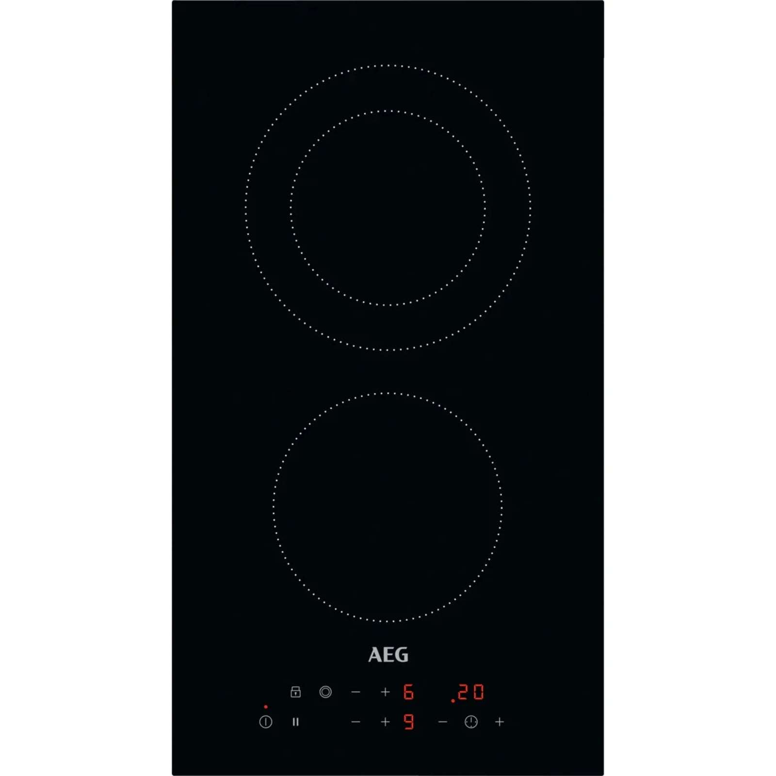 AEG 2 Burner Ceramic Built-in Electric Hob, 30 cm Black HRB32310CB | Kitchen Appliance