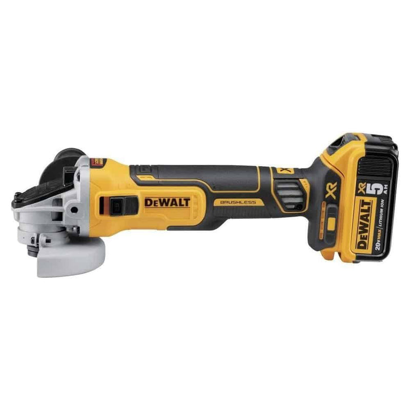 Dewalt 18V Brushless Angle Grinder 125mm 2 Battery 5.0Ah + Charger + Kit Box DCG405P2-GB