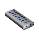 Unitek 7-in-1 USB-C 5Gbps Hub with Power Switch (7*USB-A 5Gbps), 12V Power Adapter, with 2-in-1 USB-C/USB-A Cable With BC1.2 Charging Function H1314A01-UK