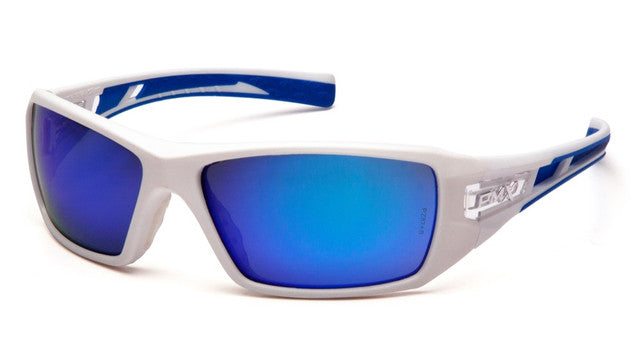 Pyramex White/Blue Frame/Ice Blue Mirror Lens Safety Glasses SWBL10465D