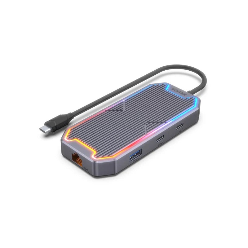 Unitek uHub S7+ 7-in-1 USB-C 10Gbps Hub RGB (2*USB-A 10Gbps + USB-C 10Gbps + HDMI 4K60Hz + Gigabit Ethernet + Audio + PD 100W), Space Grey D1029A | CABLES & ADAPTERS Unitek uHub S7+ 7-in-1 USB-C 10Gbps Hub RGB (2*USB-A 10Gbps + USB-C 10Gbps + HDMI 4K60Hz + Gigabit Ethernet + Audio + PD 100W), Space Grey D1029A | CABLES & ADAPTERS