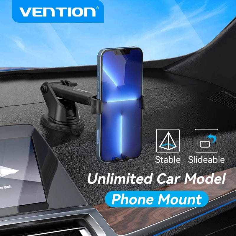 Vention Auto-Clamping Car Phone Mount With Suction Cup Black Square Type KCOB0 | Computer Accessories Vention Auto-Clamping Car Phone Mount With Suction Cup Black Square Type KCOB0 | Computer Accessories