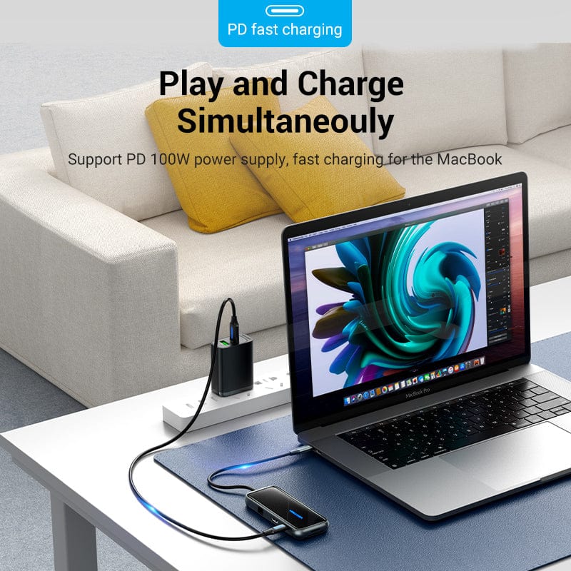 Vention USB-C to HDMI (4K-60Hz) / USB-C / USB 3.0 /USB 2.0*2/ RJ45/ SD/ TF/ PD Docking Station 0.15m Black Mirrored Surface TFHHB | Computer Accessories Vention USB-C to HDMI (4K-60Hz) / USB-C / USB 3.0 /USB 2.0*2/ RJ45/ SD/ TF/ PD Docking Station 0.15m Black Mirrored Surface TFHHB | Computer Accessories