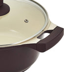 Prestige Ceramic 3 Pc Set 24cm Casserole With Lid 26cm Frypan Cream/Purple PR80950