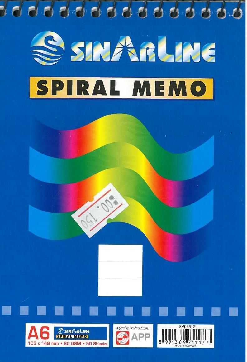 SinarLine Spiral Memo Book A6 PTSPIRALA6