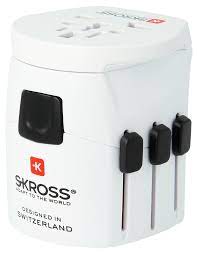 Skross Smallest World Travel Adapter With Ground Plugs, White 1-103160