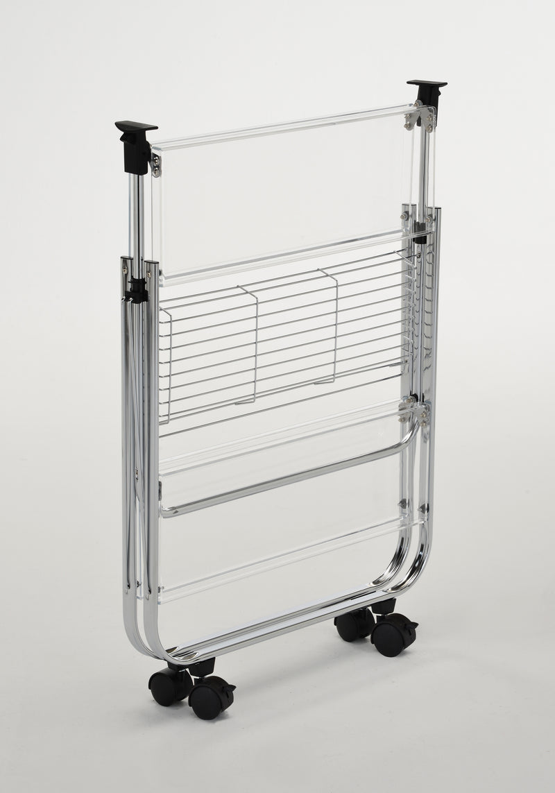 Foldable & Movable 2 Tier Acrylic Board Kitchen Trolley