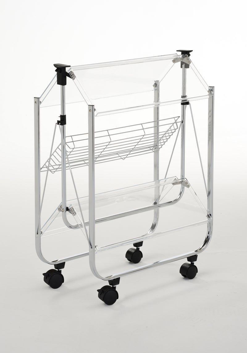 Foldable & Movable 2 Tier Acrylic Board Kitchen Trolley