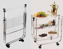 Foldable & Movable 2 Tier Acrylic Board Kitchen Trolley
