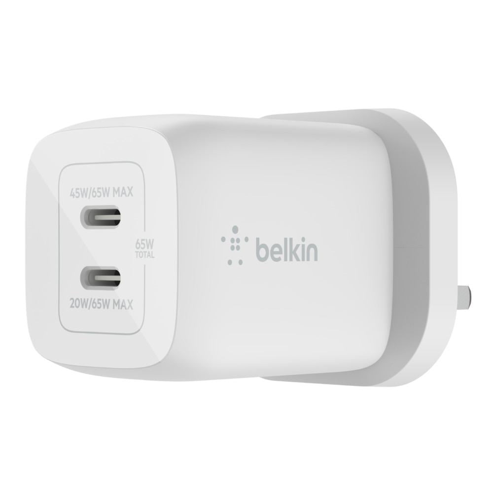 Belkin 65W Dual USB-C Gan Wall Charger With PPS White WCH013myWH | Gadgets & Accessories Belkin 65W Dual USB-C Gan Wall Charger With PPS White WCH013myWH | Gadgets & Accessories