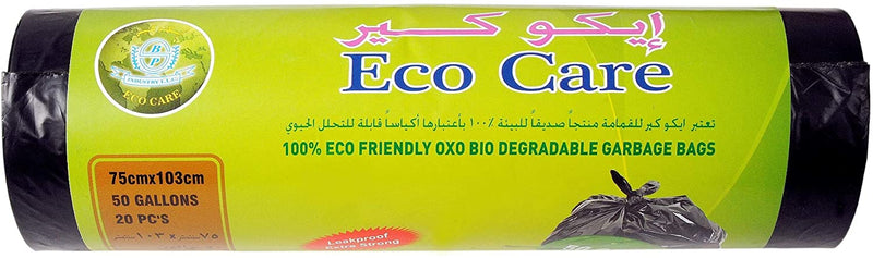 Eco Care Black HD Garbage Bags Roll 75 X 103 cm