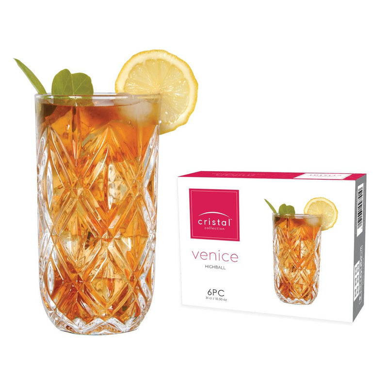 Cristal Venice 6 Pieces Highball Glass Set Tea Mug