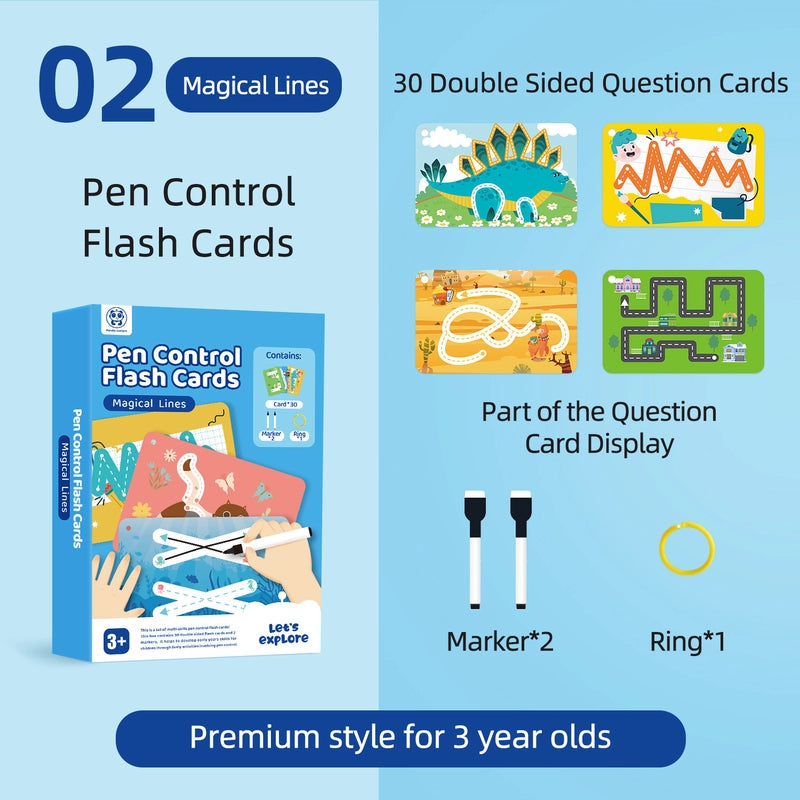 PJ PJ004-2 Pen Control Flash Cards- Magical Lines 49700583