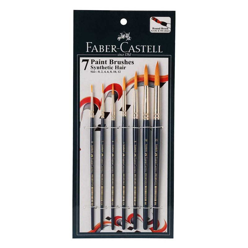 Faber-Castell Synthetic Hair Brush Round Assorted 7 Pc