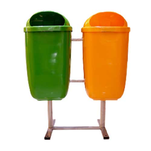 Garbage Bin Green + Orange Stainless Steel Stand 50 L