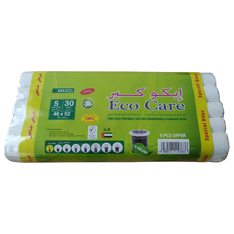 Eco Care White HD Garbage Bags Roll 46x52 cm 5 pcs