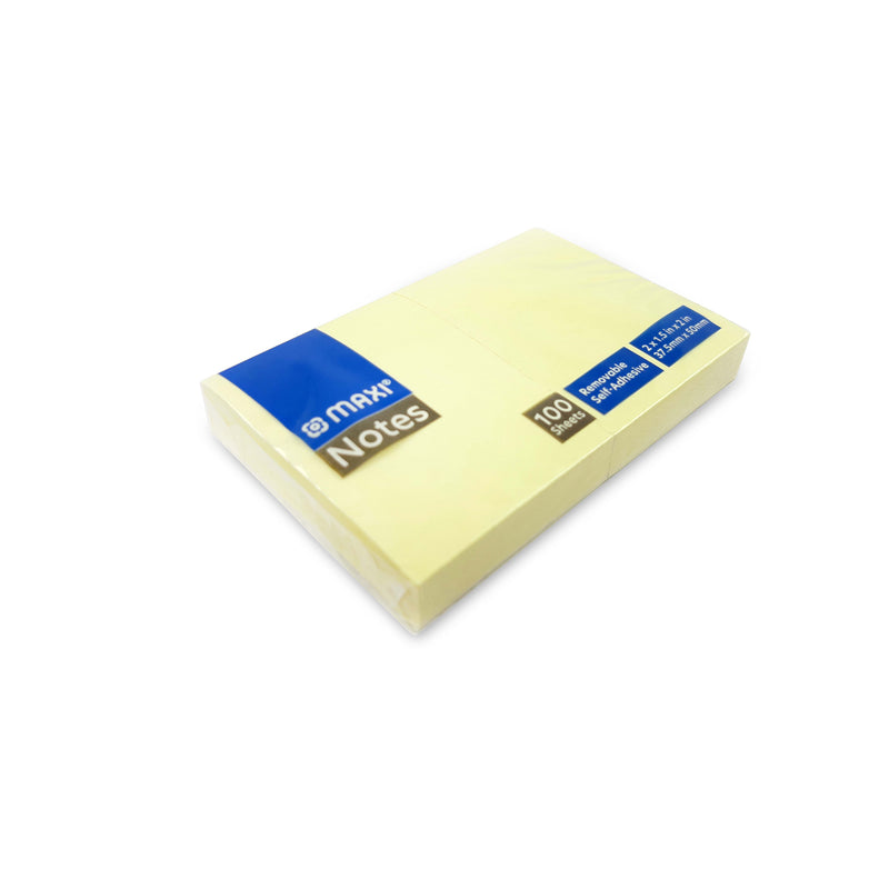Maxi Sticky Notes Yellow 37.5mm x 50mm  100 Sheets 2pcs/pkt