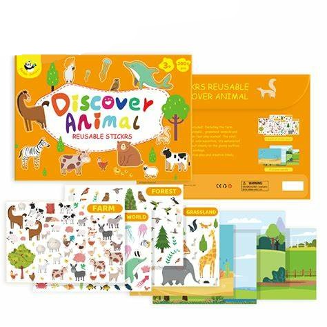 PJ PJ013-1 Reusable Stickers- Discover Animals 49700392