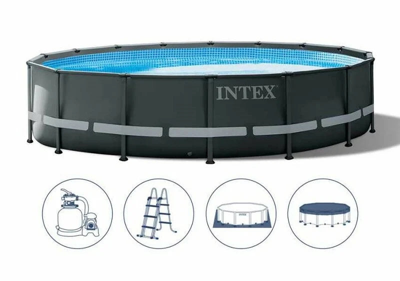 Intex Ultra Xtr Frame Pool Set, Ages 6+ (w/220-240V Sand Filter pump, Safety Ladder, Ground Cloth, Cover) 42126334