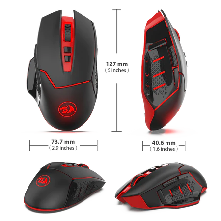 Redragon M690-1 Wireless Gaming Mouse with DPI Shifting, 2 Side Buttons, 2400 DPI, Ergonomic Design, 7 Buttons-Black