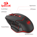 Redragon M690-1 Wireless Gaming Mouse with DPI Shifting, 2 Side Buttons, 2400 DPI, Ergonomic Design, 7 Buttons-Black