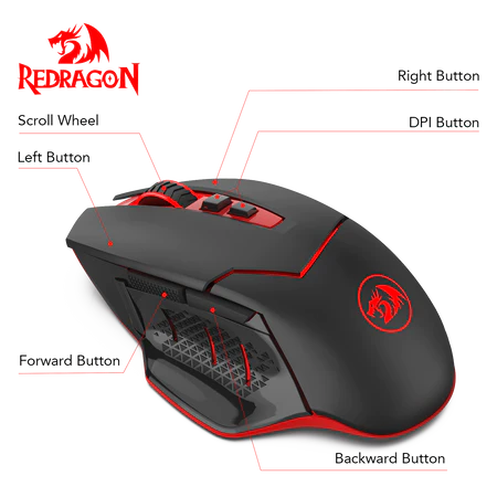 Redragon M690-1 Wireless Gaming Mouse with DPI Shifting, 2 Side Buttons, 2400 DPI, Ergonomic Design, 7 Buttons-Black | Games Redragon M690-1 Wireless Gaming Mouse with DPI Shifting, 2 Side Buttons, 2400 DPI, Ergonomic Design, 7 Buttons-Black | Games