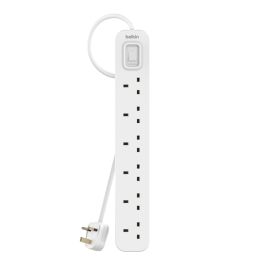 Belkin 6 Socket Power Extension With 3M Cable UK Plug White SRA005p6af3M