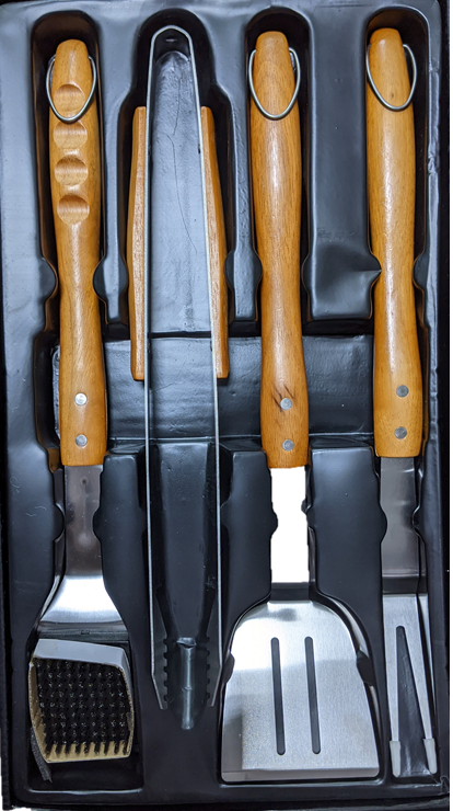 Set Of 4 ACC Tong 40cm Spatula 44cm Fork 44cm Brush DR-410433 | Camping Set Of 4 ACC Tong 40cm Spatula 44cm Fork 44cm Brush DR-410433 | Camping