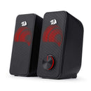 Redragon GS500 Stentor PC Gaming Speaker 2.0 Channel Stereo Desktop Computer Speaker with Red Backlight Quality Bass and Crystal Clear Sound USB Powered with a 3.5mm Connector