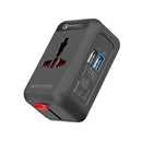 Multi-Regional Travel Adaptor With AC 110V-880W/220V-1760W Socket, QC3.0 USB Port And 1.2A USB Port