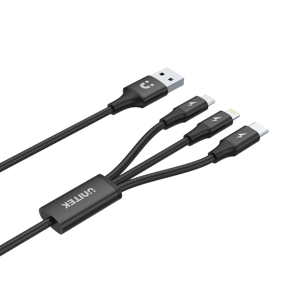 Unitek 3-in-1 USB Charging Cable(USB-C / Lightning / Micro USB) C14049BK | Computer Accessories Unitek 3-in-1 USB Charging Cable(USB-C / Lightning / Micro USB) C14049BK | Computer Accessories