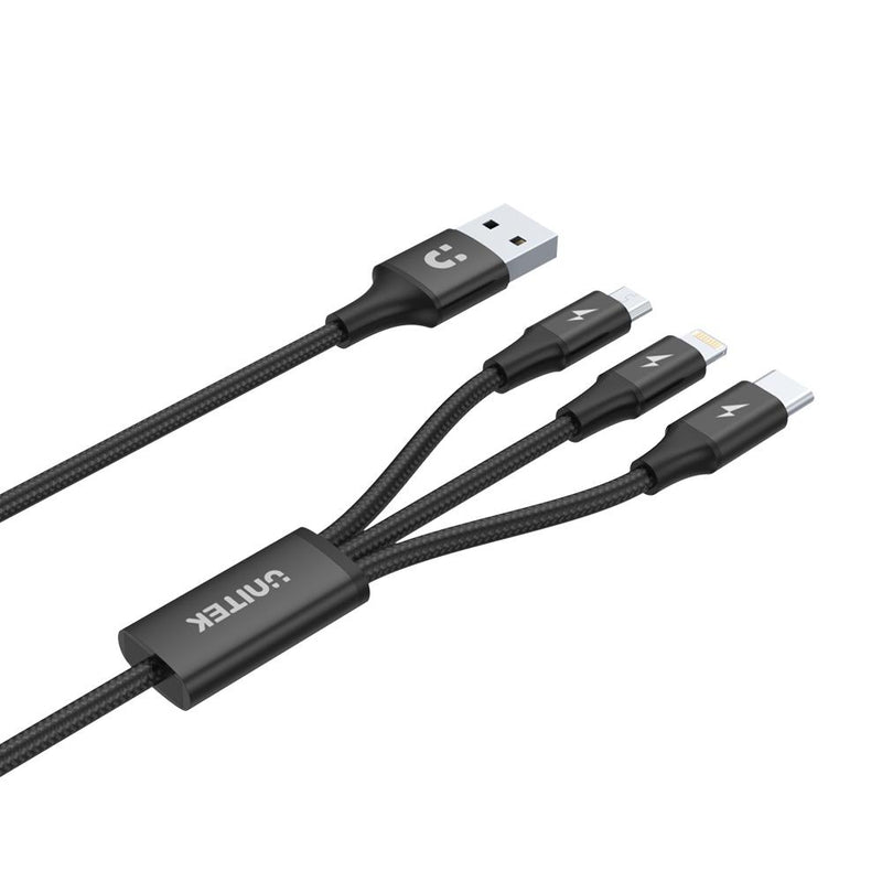 Unitek 3-in-1 USB Charging Cable(USB-C / Lightning / Micro USB) C14049BK