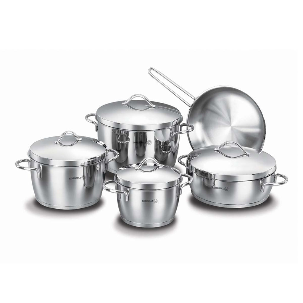 Cookware set, stainless steel, 11 pieces, Astra - Korkmaz