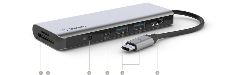 Belkin USB C 7 In 1 Multiport Hub Adapter AVC009btSGY