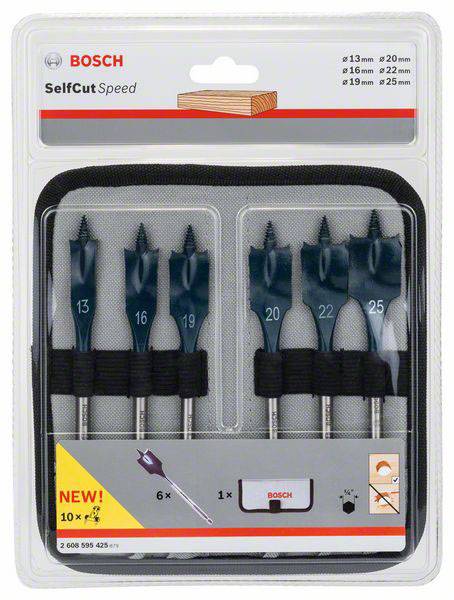 Bosch Self Cut Speed Flat Wood Bit Set 6 Pieces BO2608595425