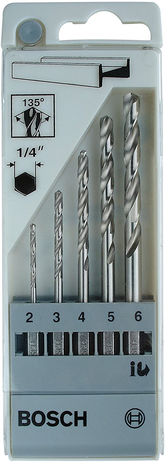 Bosch HSS-G Hex Drill Bit Set 3-6mm 5Pc BO2608595517