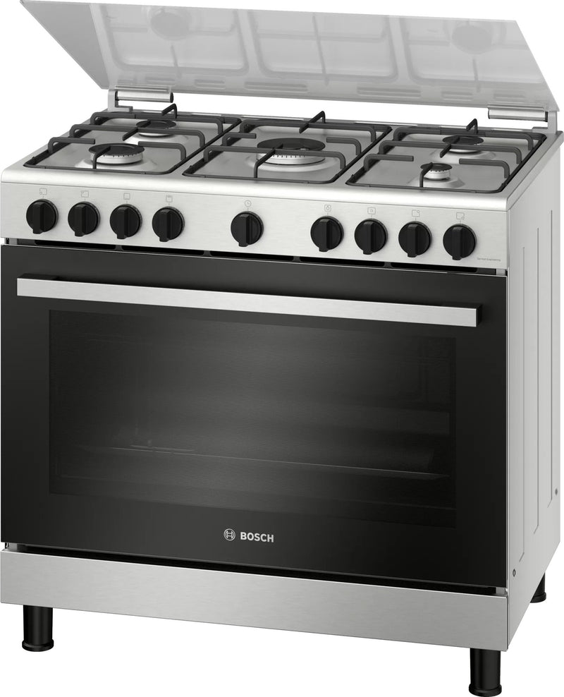 Bosch Serie 2 Gas Range Cooker Stainless Steel HGV1E0U50M